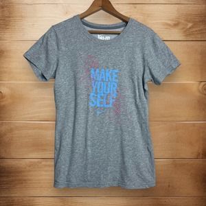 Nike Womens Gray Slim‎ Fit T-Shirt Make Yourself Size Medium